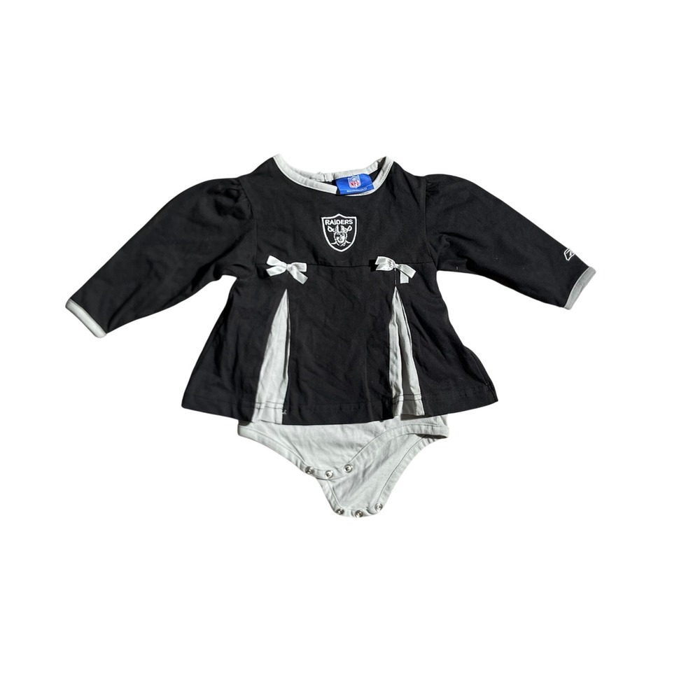 Reebok NFL Oakland Raiders Infant Girls Bodysuit Dress Black  12 Months NWT